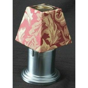 Ambria Votive Candle Holder Table Lamp With Red and Gold Colored Shade